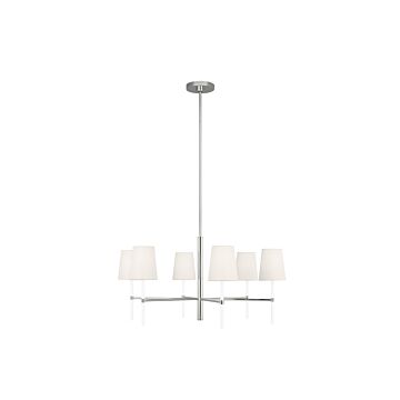 Monroe Six Light Chandelier in Polished Nickel by Visual Comfort Studio