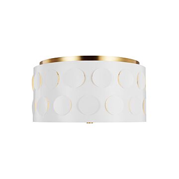 Dottie Three Light Flush Mount in Burnished Brass by Visual Comfort Studio
