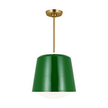 Draper One Light Pendant in Green by Visual Comfort Studio