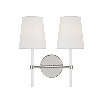 Monroe Two Light Wall Sconce in Polished Nickel by Visual Comfort Studio