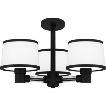 Kylen Three Light Semi Flush Mount in Matte Black by Quoizel
