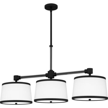 Kylen Three Light Linear Chandelier in Matte Black by Quoizel