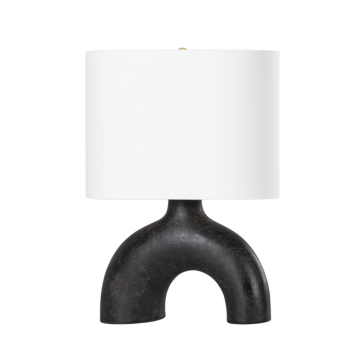 Valhalla One Light Table Lamp in Aged Brass Earth Charcoal Ceramic by Hudson Valley