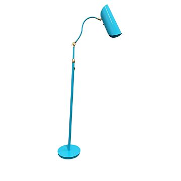 Logan 1-Light LED Floor Lamp in Azure with Satin Brass
