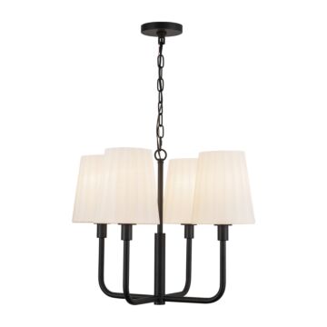 Plisse  Chandelier in Matte Black Opal Matte Glass by Alora