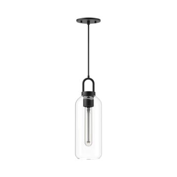 Soji  Pendant in Clear Glass Matte Black by Alora