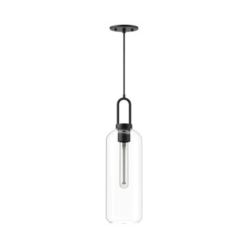 Soji  Pendant in Clear Glass Matte Black by Alora