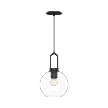 Soji  Pendant in Clear Glass Matte Black by Alora