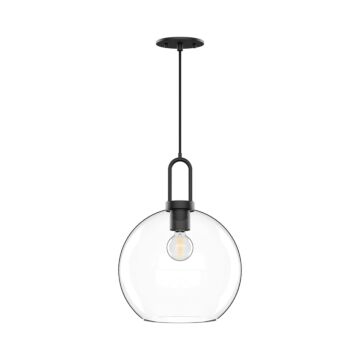 Soji  Pendant in Clear Glass Matte Black by Alora