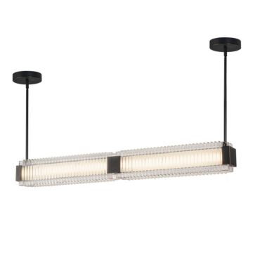 Alai LED Linear Pendant in Urban Bronze Ribbed Glass by Alora