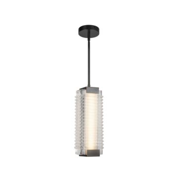 Alai LED Pendant in Urban Bronze Ribbed Glass by Alora