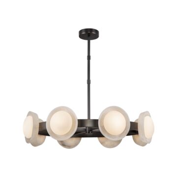 Alonso LED Chandelier in Urban Bronze Alabaster by Alora