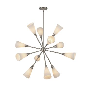 Cosmo  Chandelier in Brushed Nickel Glossy Ribbed Opal Glass by Alora