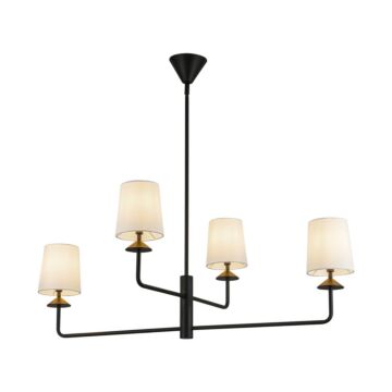 Bridgette  Chandelier in Matte Black White Linen by Alora