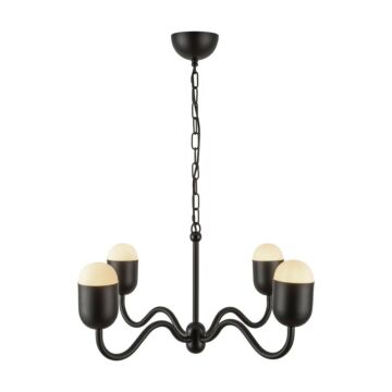 Effie  Chandelier in Matte Black Opal Glass by Alora