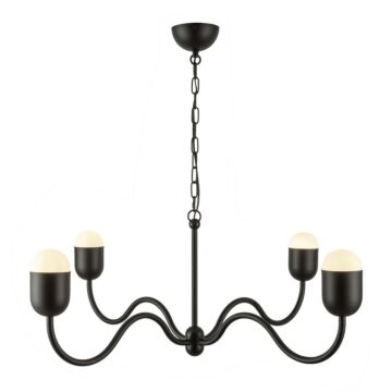 Effie  Chandelier in Matte Black Opal Glass by Alora