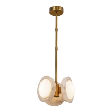 Alonso LED Pendant in Vintage Brass Alabaster by Alora
