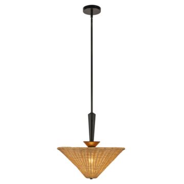 Bridgette  Pendant in Matte Black Rattan by Alora