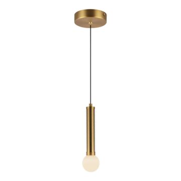 Arden LED Pendant in Brushed Gold Opal Glass by Alora