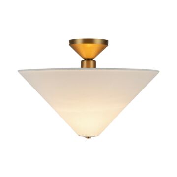 Bridgette  Semi-Flush Mount in Brushed Gold White Linen by Alora