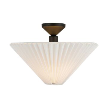 Bridgette  Semi-Flush Mount in Matte Black Folded White by Alora