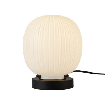Cherise  Table Lamp in Matte Black Glossy Ribbed Opal Glass by Alora