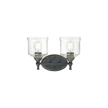 Keating  Bathroom Vanity Light in Antique Black Iron by Golden Lighting