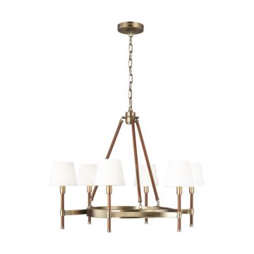 Katie Six Light Chandelier in Time Worn Brass by Visual Comfort Studio