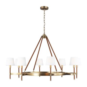 Katie Eight Light Chandelier in Time Worn Brass by Visual Comfort Studio