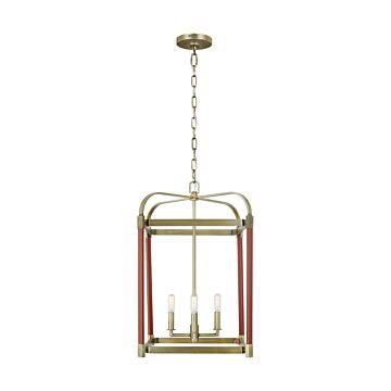 Hadley Four Light Lantern in Time Worn Brass by Visual Comfort Studio