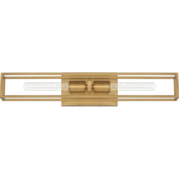 Quoizel Leighton 2 Light 24 Inch Bathroom Vanity Light in Weathered Brass