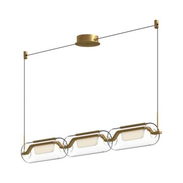 Hilo LED Linear Pendant in Brushed Gold by Kuzco Lighting