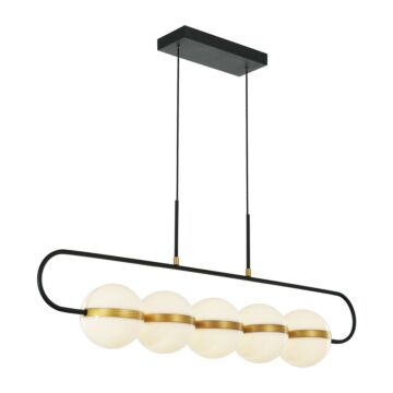 Tagliato LED Pendant in Matte Black Brushed Gold by Alora