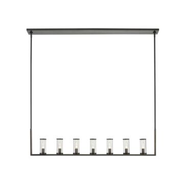 Alora Revolve 7 Light Linear Pendant in Urban Bronze And Clear Glass