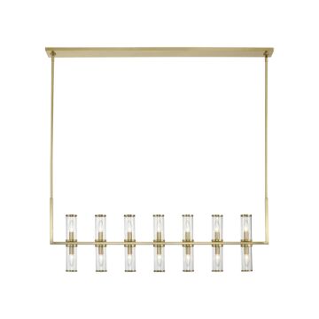 Revolve 14 Light Island Pendant in Clear Glass Natural Brass by Alora