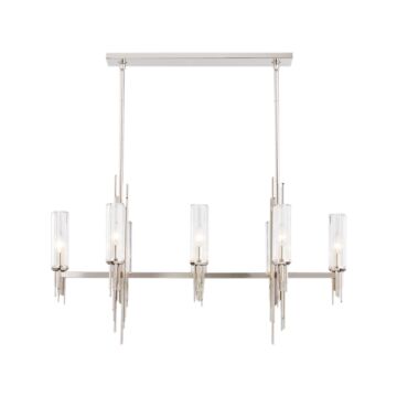 Torres Eight Light Pendant in Polished Nickel Ribbed Glass by Alora