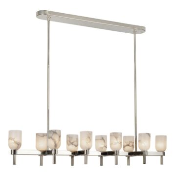 Lucian Ten Light Linear Pendant in Polished Nickel Alabaster by Alora