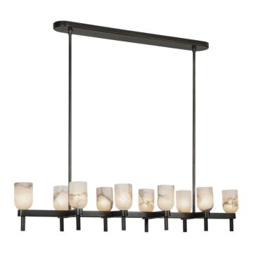 Lucian Ten Light Linear Pendant in Urban Bronze Alabaster by Alora