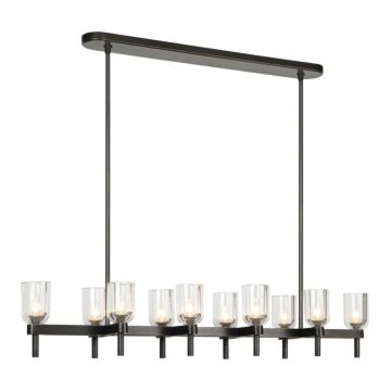 Lucian Ten Light Linear Pendant in Clear Crystal Urban Bronze by Alora