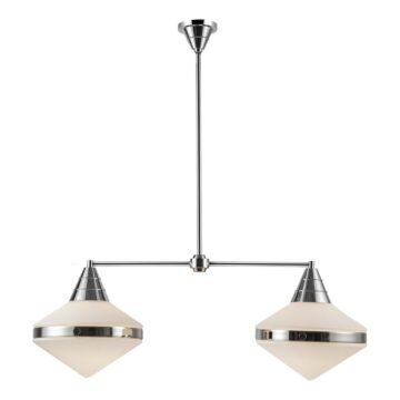 Willard Two Light Linear Pendant in Polished Nickel Opal Matte Glass by Alora