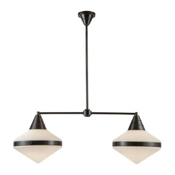 Willard Two Light Linear Pendant in Urban Bronze Opal Matte Glass by Alora