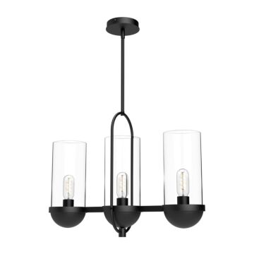 Cyrus Three Light Linear Pendant in Clear Glass Matte Black by Alora