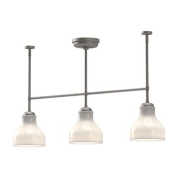 Westlake Three Light Linear Pendant in Brushed Nickel Glossy Opal Glass by Alora