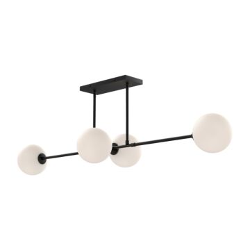 Cassia Four Light Linear Pendant in Matte Black Opal Matte Glass by Alora