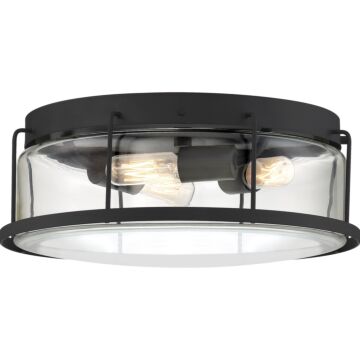 Ludlow Three Light Flush Mount in Earth Black by Quoizel