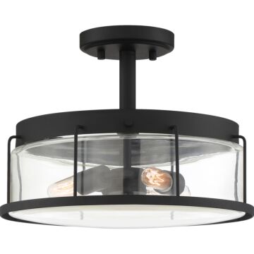 Ludlow Three Light Semi Flush Mount in Earth Black by Quoizel