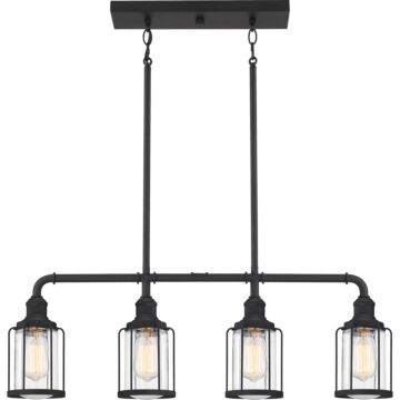 Ludlow Four Light Linear Chandelier in Earth Black by Quoizel