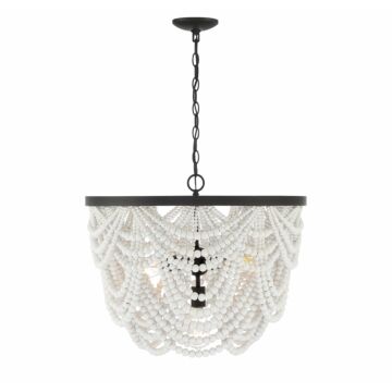 Meridian 5 Light Chandelier in White with Oil Rubbed Bronze