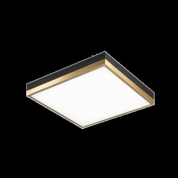 Tux One Light Flush Mount in Black   Aged Gold Brass by Matteo Lighting