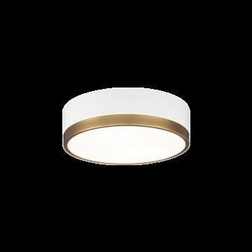Trydor Two Light Flush Mount in White & Aged Gold Brass by Matteo Lighting